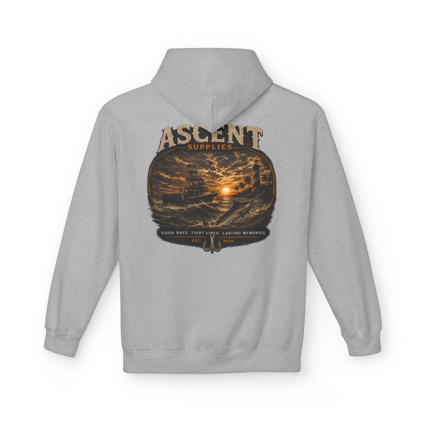 Ascent Supplies Last Cast Hoodie — Surf & Ocean Travel Graphic Hoodie