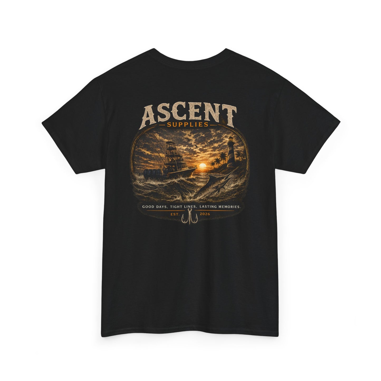 Ascent Supplies Last Cast Tee — Surf & Ocean Travel Graphic T‑Shirt