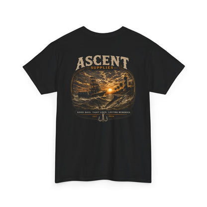 Ascent Supplies Last Cast Tee — Surf & Ocean Travel Graphic T‑Shirt