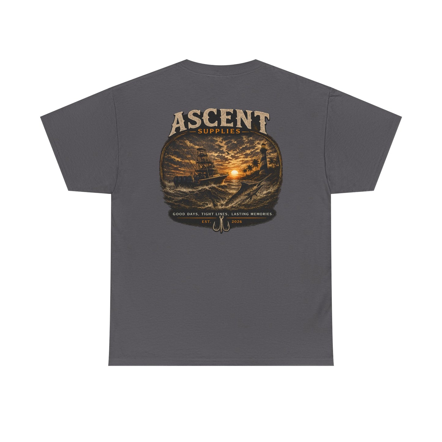 Ascent Supplies Last Cast Tee — Surf & Ocean Travel Graphic T‑Shirt