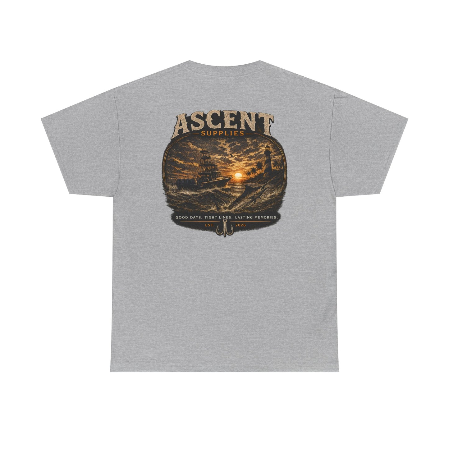 Ascent Supplies Last Cast Tee — Surf & Ocean Travel Graphic T‑Shirt