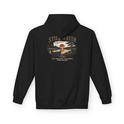 Still Water Hoodie – Vintage Lake Sunset Graphic Pullover
